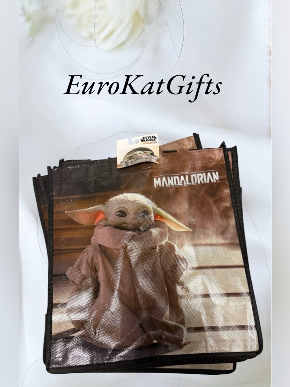 Star Wars The Mandalorian Brown and Black Baby Yoda SMALL Tote Bag 12”x9.5”x 5”